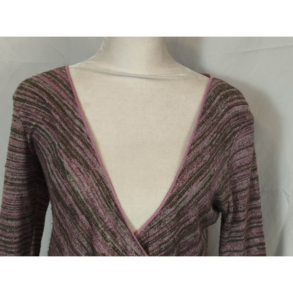 VTG Y2K Purple Blend Long Bell Sleeve Wrap Crossover Lettuce Edge Juniors Medium - Picture 8 of 9